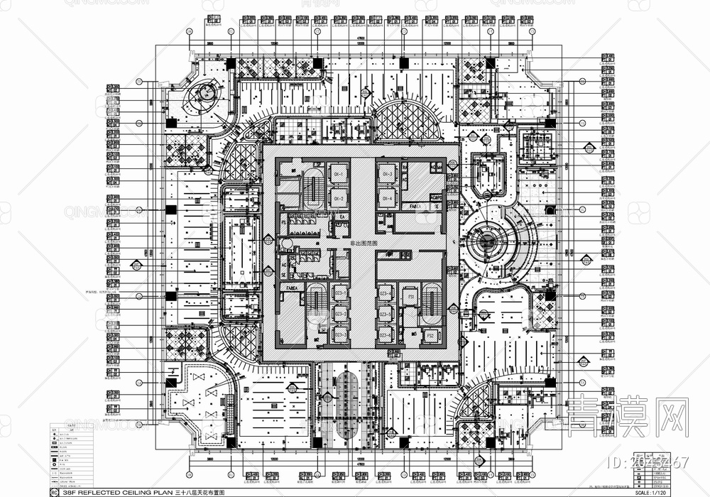 6000㎡两层大型办公室室内施工图  汽车办公 开敞办公室 接待室 独立办公室