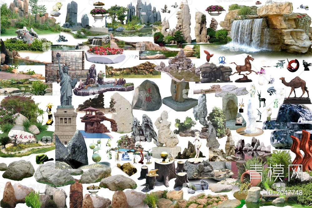 假山石头雕塑形意素材