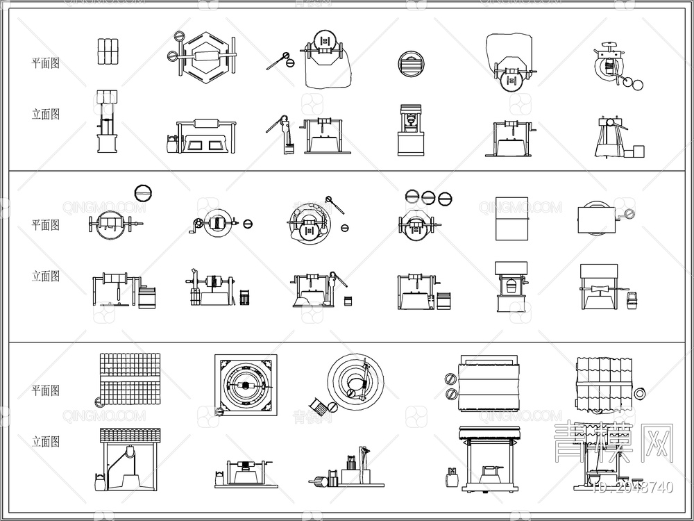 2024全新农耕文化景观雕塑小品CAD