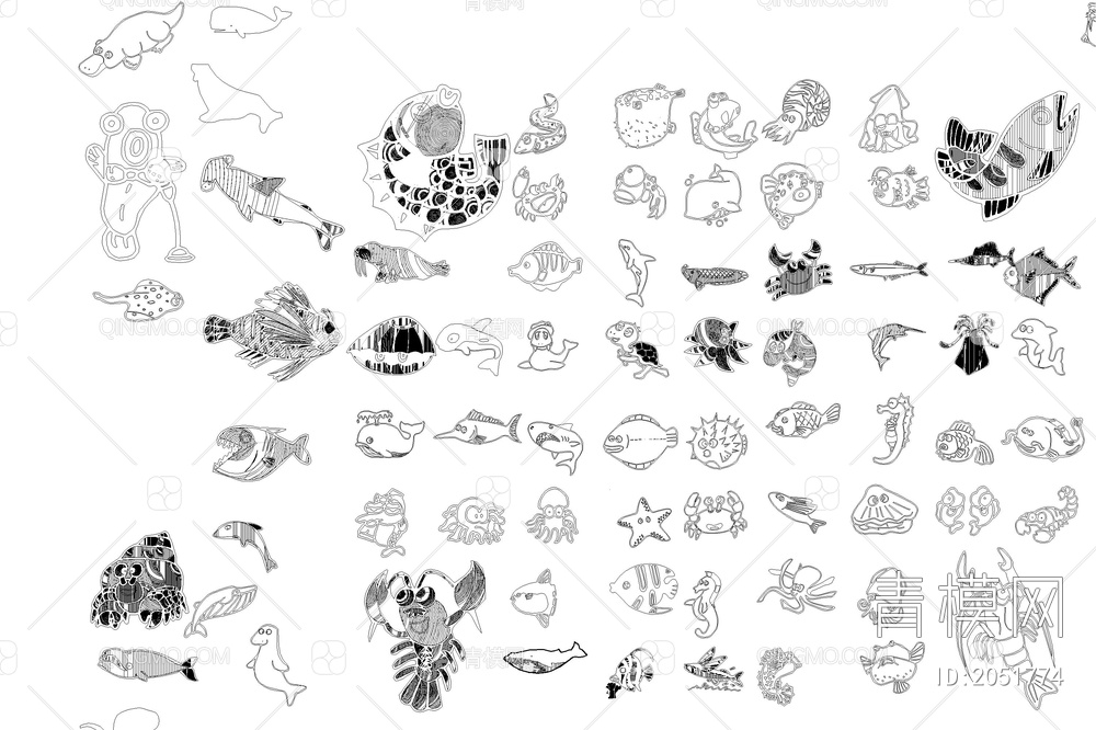 海洋鱼类CAD图纸