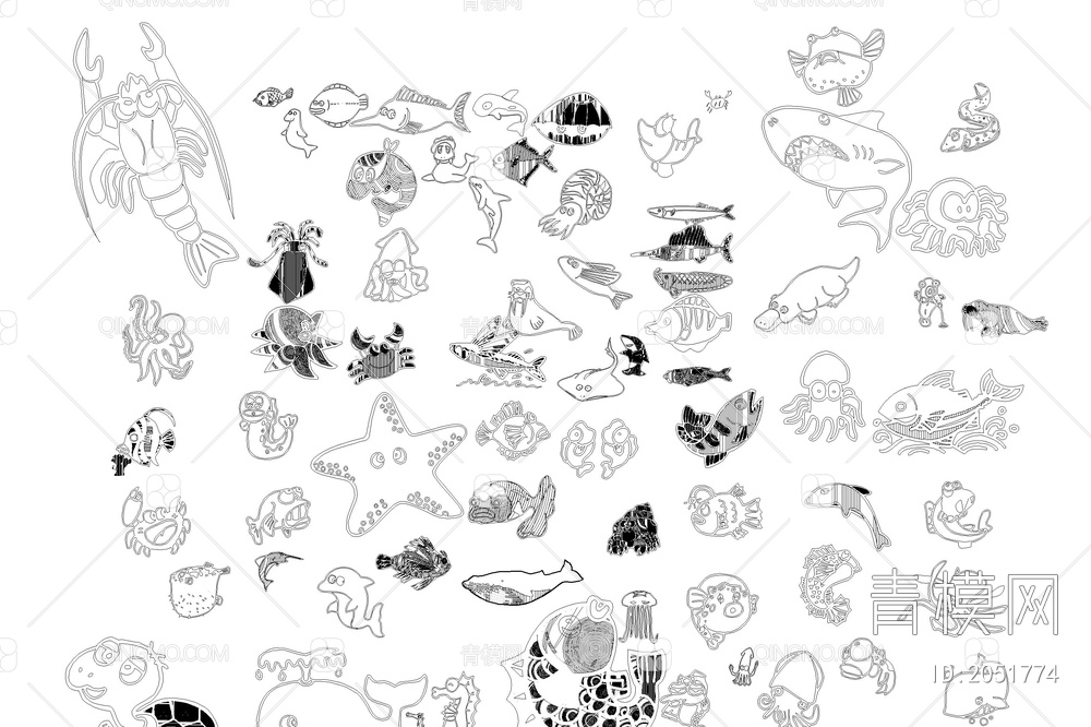 海洋鱼类CAD图纸
