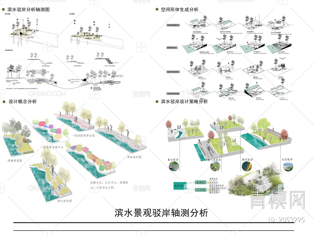 psd免抠景观驳岸轴测分析图