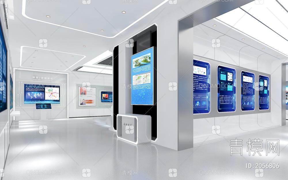 科技产业园区展厅 电子数字沙盘 滑轨屏 互动触摸一体机 荣誉柜