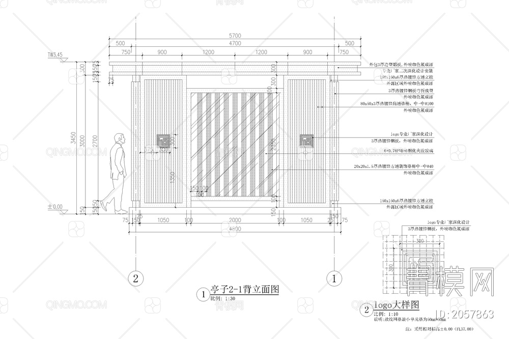 凉亭廊架CAD施工图