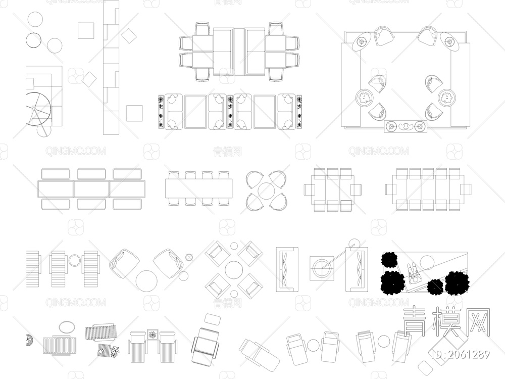 2024年最新景观庭院户外桌椅CAD图库