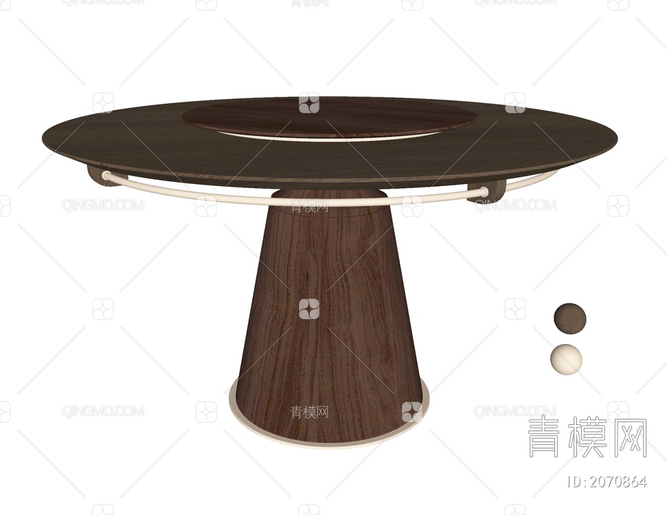 Minotti木纹圆形餐桌
