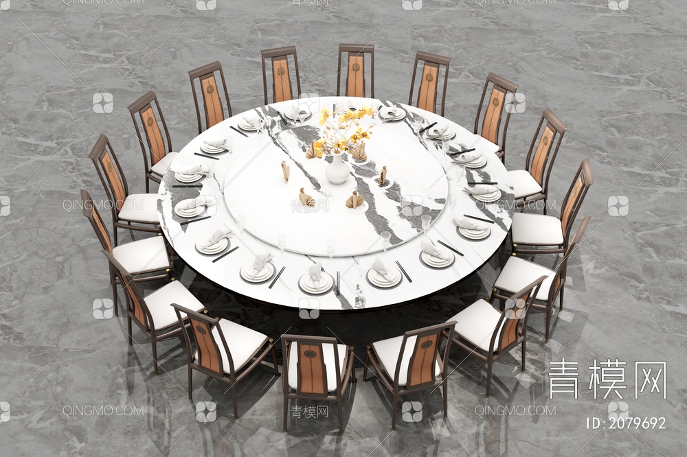 餐桌椅组合 十六人圆桌椅子组合
