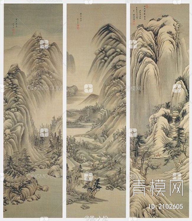 中式山水国画挂画新中式装饰画壁纸壁画 (22)