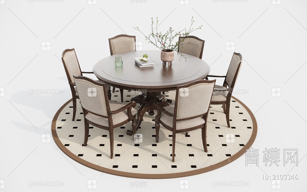 六人圆餐桌 餐椅