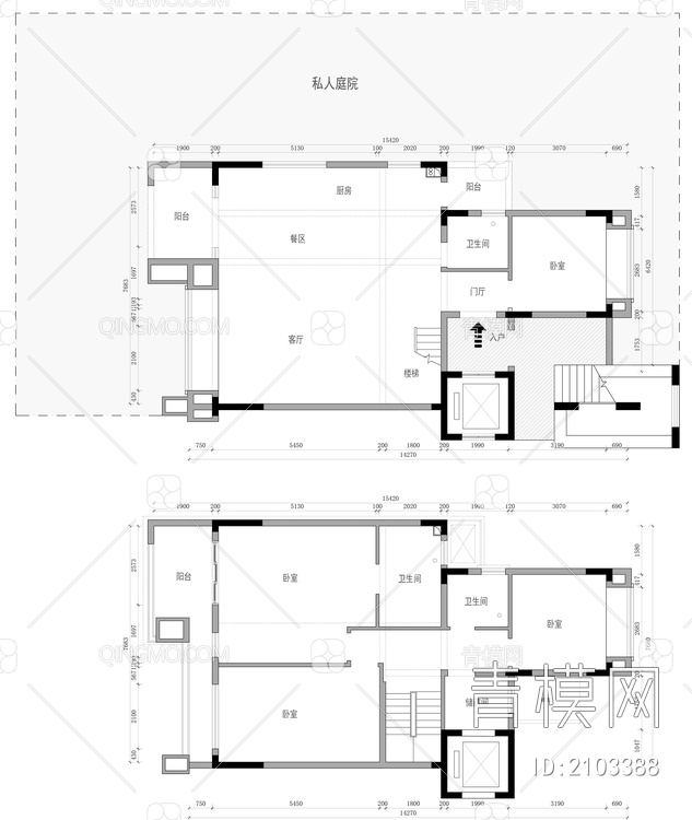 2024年350㎡庭院豪宅别墅一居室复式户型户型优化平面
