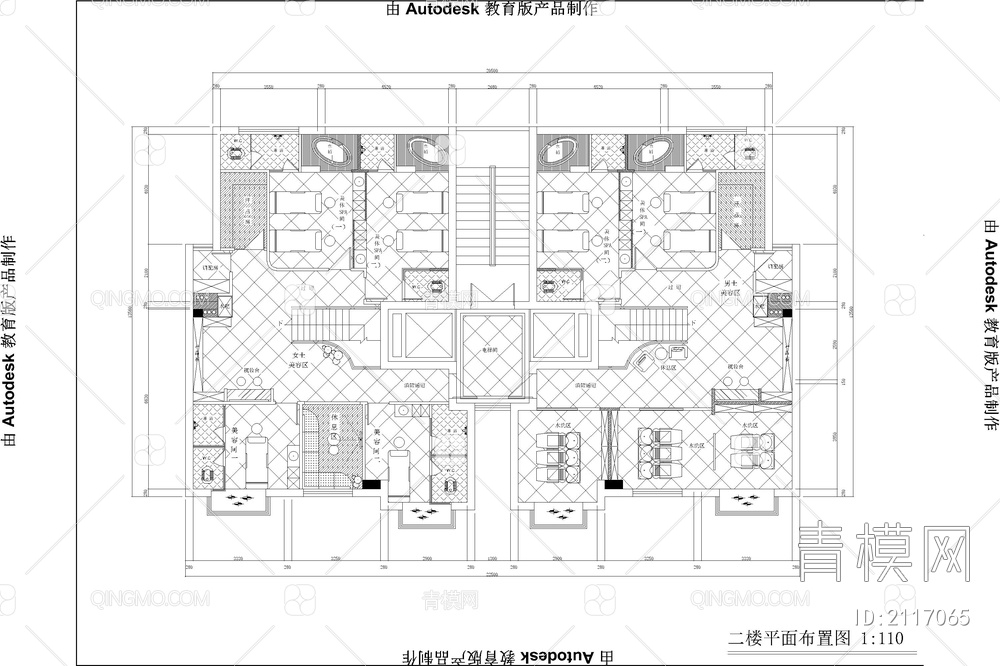 理发店美发店美容店工装平面布置图