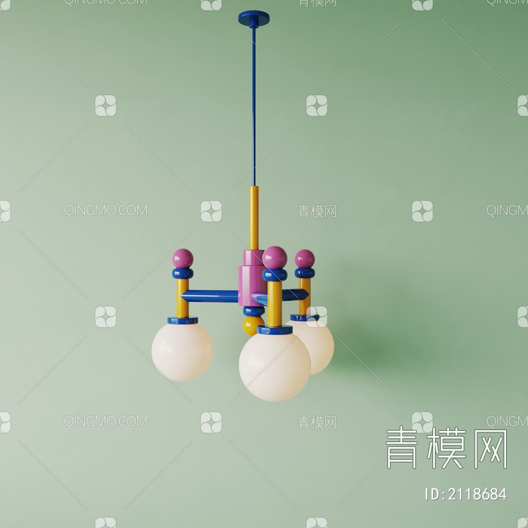 多巴胺 彩色 卡通 儿童  球形 玻璃 吊灯