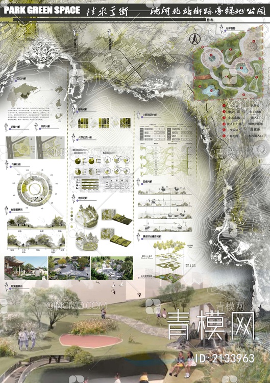 PSD免抠城市公园景观规划展板
