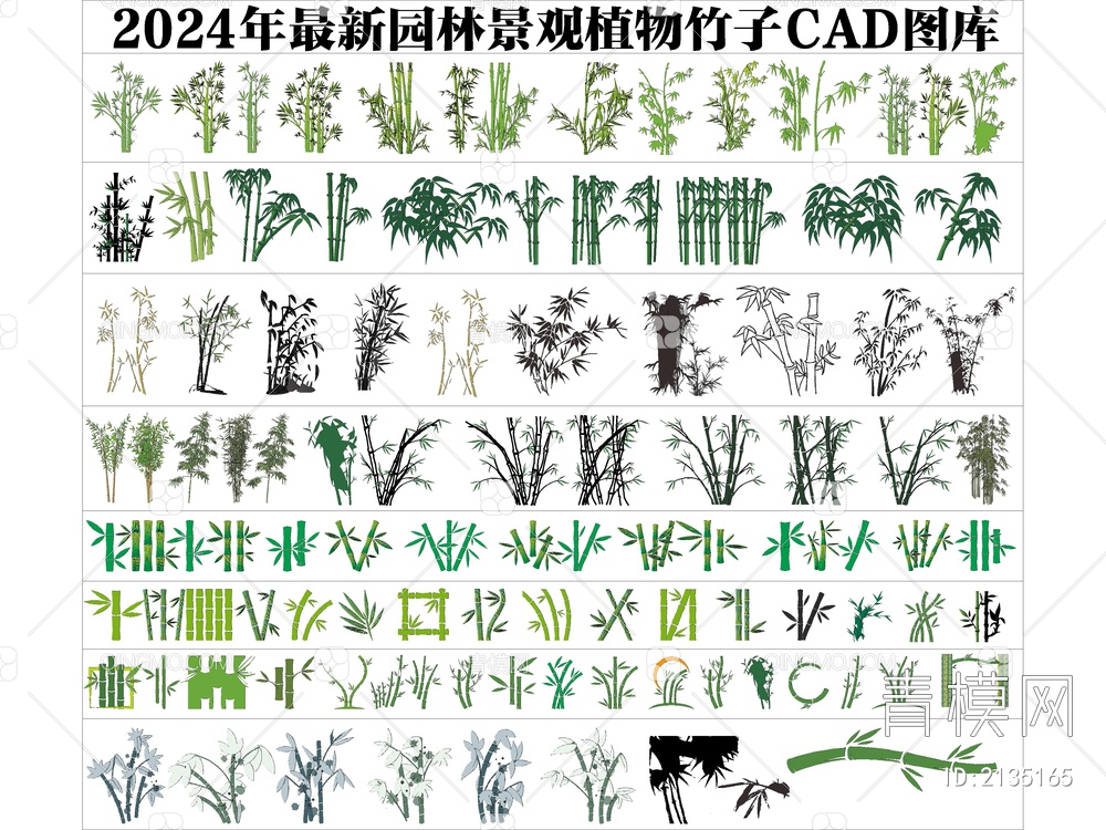 2024年最新园林景观植物竹子CAD图库