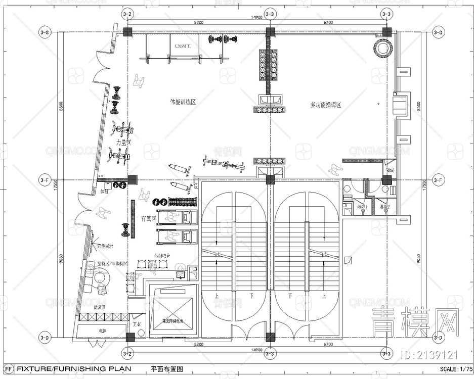 健身房CAD+效果科+SU+PPT方案