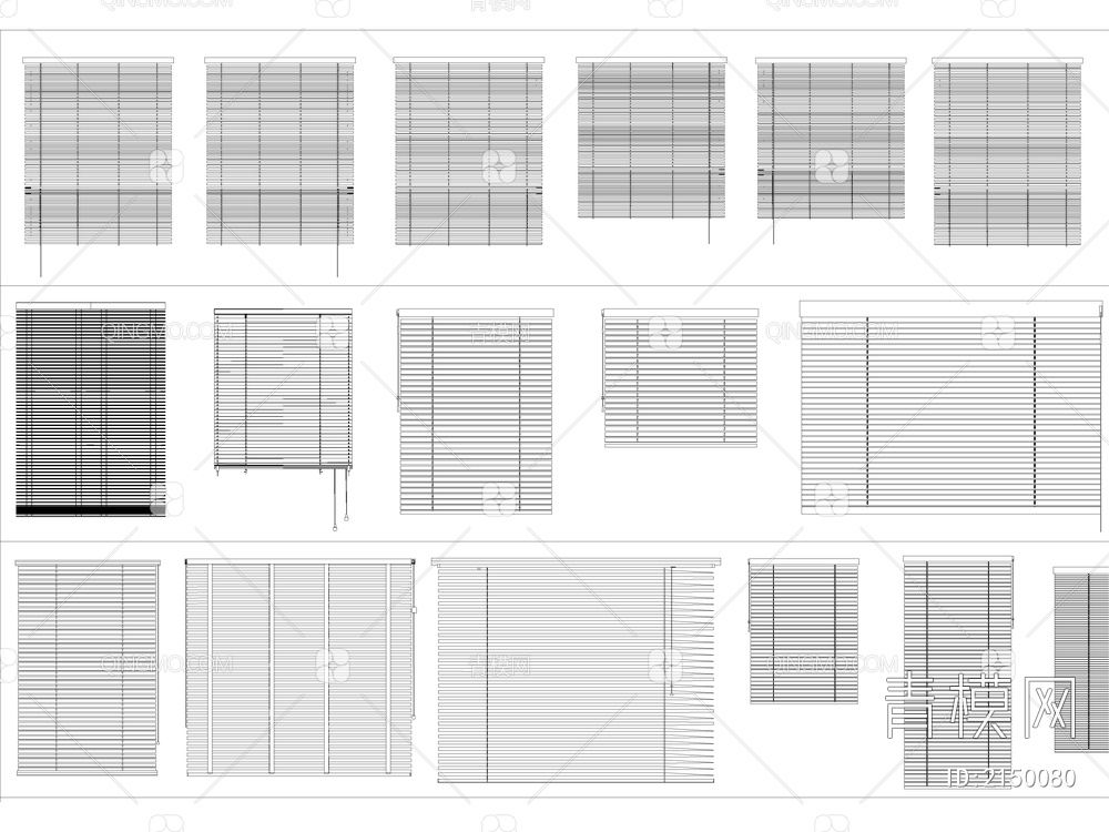 2024年最新超全竹帘卷帘百叶窗帘CAD图库