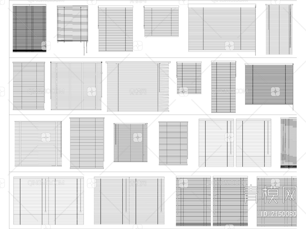 2024年最新超全竹帘卷帘百叶窗帘CAD图库