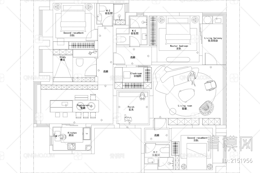 室内家装方案设计PS彩平图PSD平面图CAD户型图配套布局图