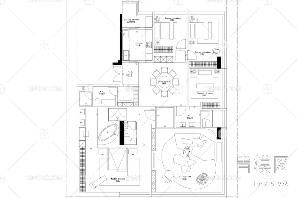 室内家装方案设计PS彩平图PSD平面图CAD户型图配套布局图