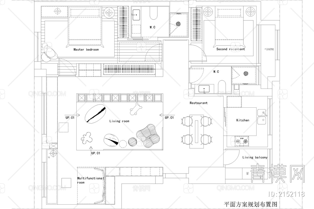 室内家装方案设计PS彩平图PSD平面图CAD户型图配套布局图