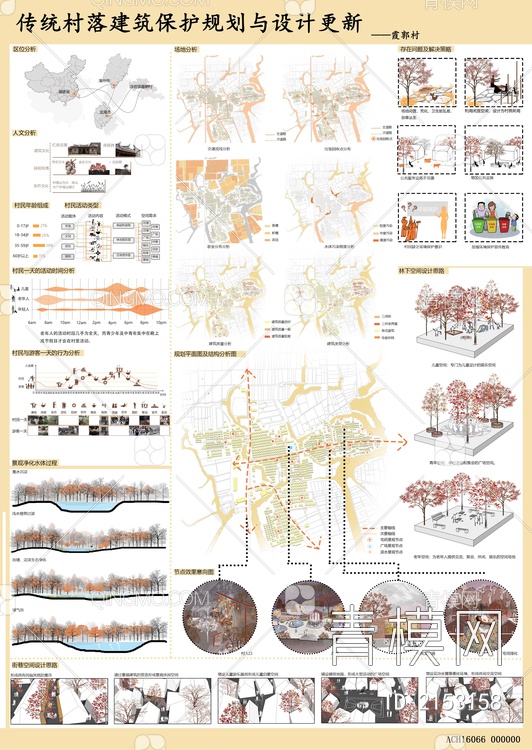 PSD免扣传统村落保护规划改造展板
