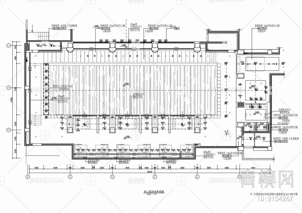 650㎡游泳池及休闲区室内装饰施工图