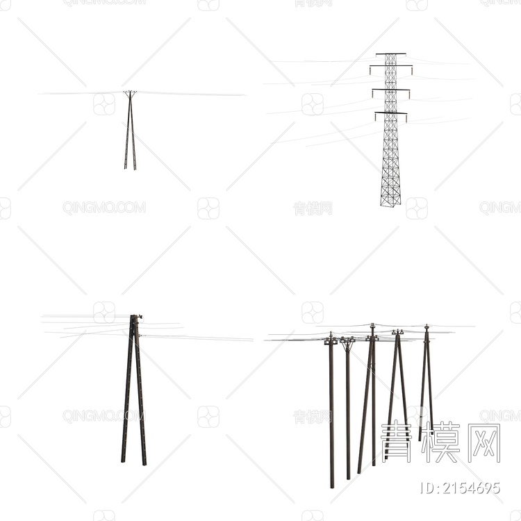 老式电线杆 高压线 电线塔