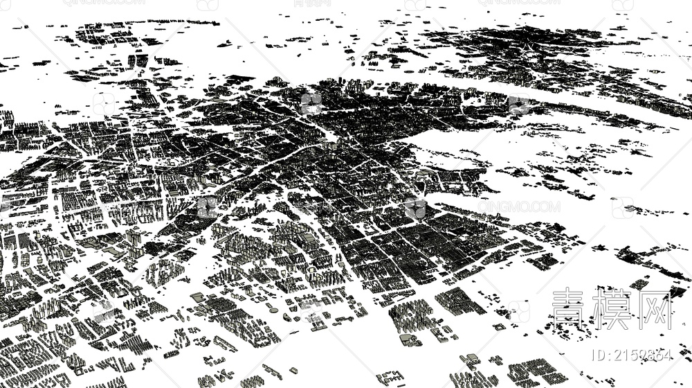 杭州市城市建筑鸟瞰规划简模规划图