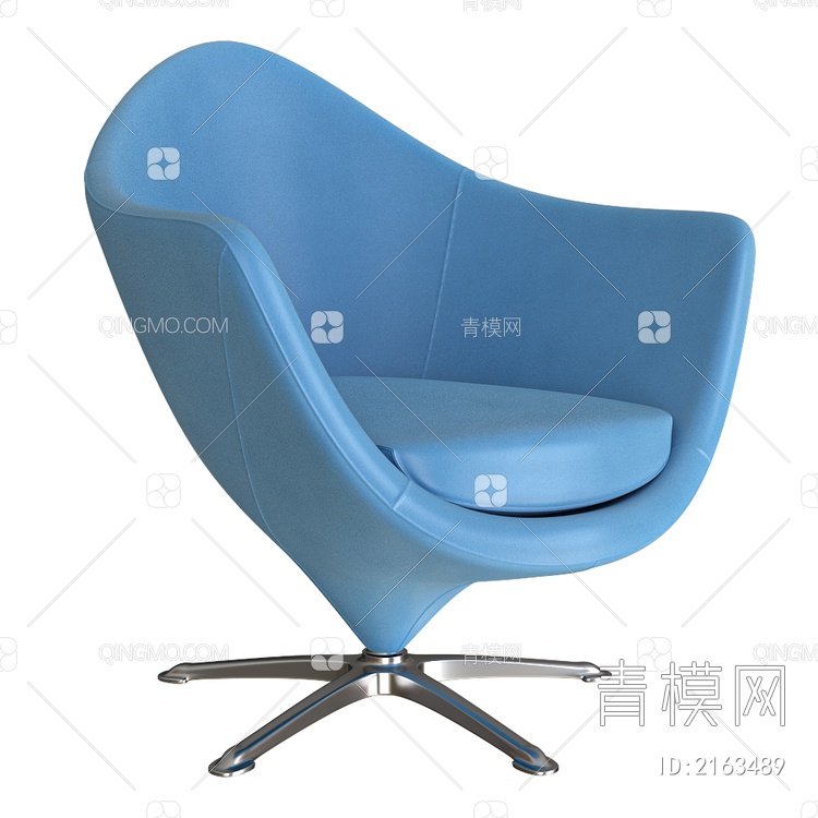 蓝色公区办公室单人沙发 休闲椅