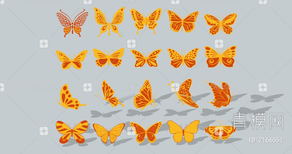 动物昆虫蝴蝶剪影图标装饰摆件