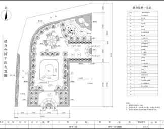 健身公园绿化、排水布置图