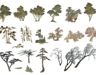 古风植物效果图PSD免抠贴图