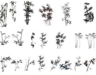 古风植物竹子效果图PSD免抠贴图