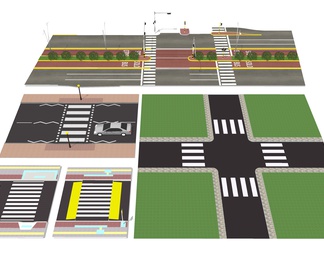 马路人行道 斑马线道路