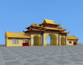 寺庙古建大门