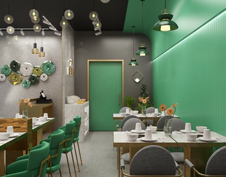绿色主题火锅店