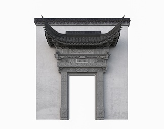 徽派门楼 门楼 门头 大门 徽派建筑  砖雕