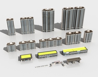 整套 新亚洲  住宅小区配套建筑