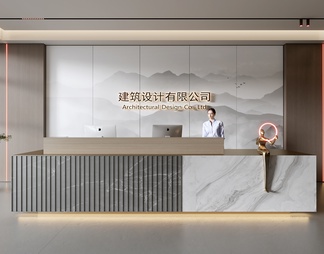 公司前台  接待区 吧台  接待台 服务台 公司前台背景墙